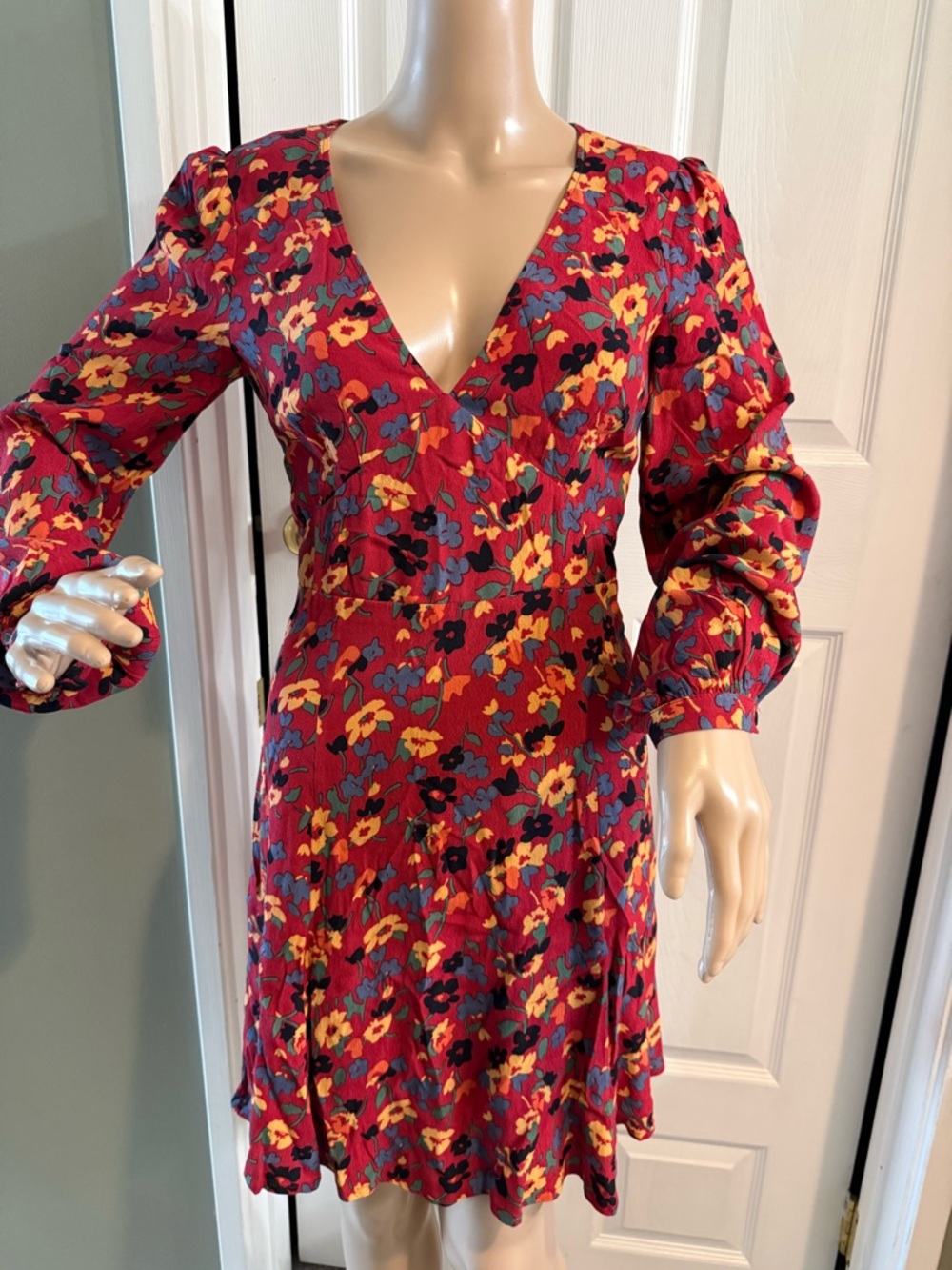 & Other Stories Babydoll Mini Dress Floral Size 2 Puff Sleeve Romantic Feminine